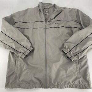 Nike Men's XXL Full Zip Track Jacket Gray Black Stripe Athletic Casual VTG‎